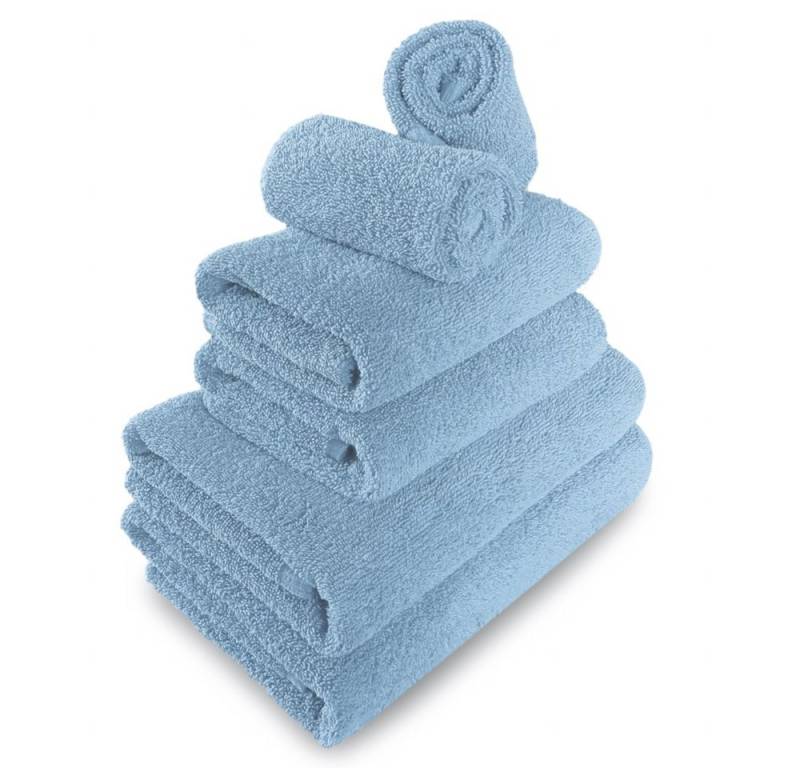 MatratzenL.A.B® Handtuch Set 500 g/m² Blauer Schwan®, 100% Baumwolle (2x Gästetuch + 2x Handtuch + 2x Duschtuch, 6-St), Frottee, mit Aufhänger, einzeln verpackt von MatratzenL.A.B®