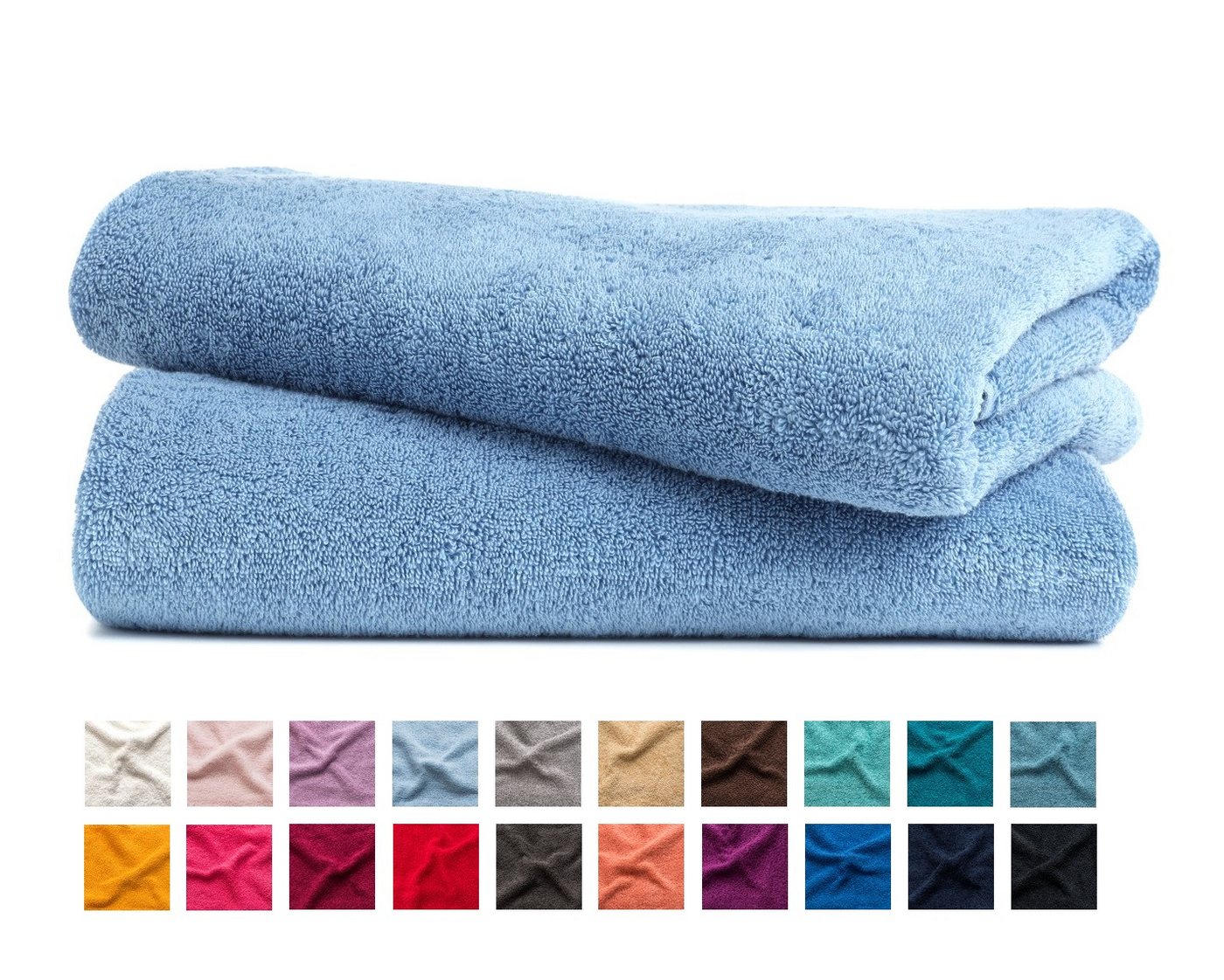 MatratzenL.A.B® Handtuch Set Blauer Schwan® Rimini, 100% Baumwolle (2er Set: 2x Handtuch 50x100 cm oder 2x Duschtuch 70x140 cm, 2-St), Frottee, mit Aufhänger, 23 Farben, einzeln verpackt von MatratzenL.A.B®