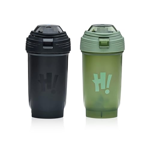 Matreeglam Protein Shaker 500 ml Eiweiß Sportgetränke Fitness Milchshake Tragbarer Sportergänzungsmittel Shaker Hochtemperatur Mischkugel Hochwertiger für Fitness Sport,Frei BPA (Schwarz und Grün) von Matreeglam