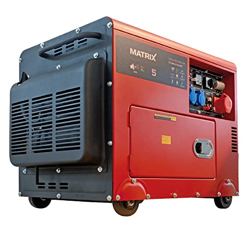 Matrix Notstromaggregat Stromerzeuger Stromaggregat Stromgenerator Diesel 400V silent leise AVR | PG 6000-D-silent | 5000 Watt | 1x400V und 2x230V und 1x12V | E-Start | 7,5PS | 418ccm |148kg von MATRIX