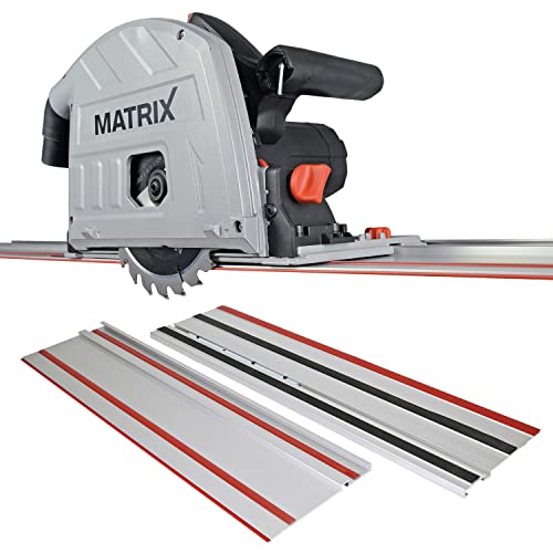 Matrix Kreissäge Handkreissäge Tauchsäge mit Führungsschiene TRS 1400-64 | 1400 Watt | 70mm Schnitttiefe | 190mm Sägeblatt | inkl. Führungsschiene 140cm | Absaugadapter | regulierbare Geschwindigkeit von MATRIX