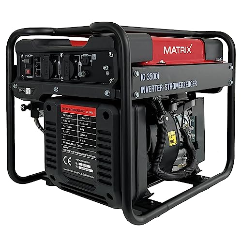 Matrix Notstromaggregat Benzin 3500 Watt Inverter Stromerzeuger Benzin Generator Stromaggregat tragbar Stromgenerator IG 3500i | 4 Takt | 2x230V von MATRIX