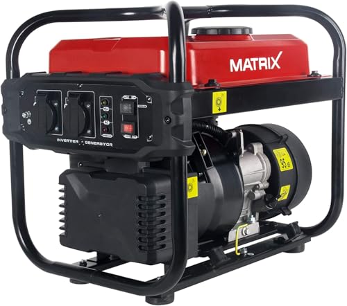 Matrix Notstromaggregat Benzin 2000 Watt Inverter Stromerzeuger Benzin Generator Stromaggregat tragbar Stromgenerator IG 2000i | 4 Takt | 2x230V | leicht 21,5kg Gewicht von MATRIX