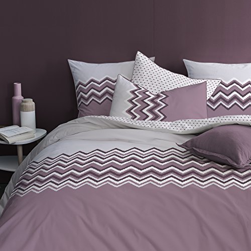 Matt&Rose Esprit Chevron Bettwäsche, Baumwolle, Raisin, 140 x 200 cm/65 x 65 cm von Matt&Rose