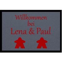 Fußmatte HOME STYLE - "Willkommen Meeple" - personalisierbar von Mattenlager