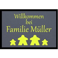 Fußmatte HOME STYLE - "Willkommen Meeple" - personalisierbar von Mattenlager