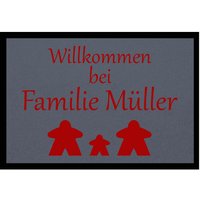 Fußmatte HOME STYLE - "Willkommen Meeple" - personalisierbar von Mattenlager