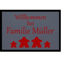 Fußmatte HOME STYLE - "Willkommen Meeple" - personalisierbar von Mattenlager