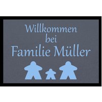 Fußmatte HOME STYLE - "Willkommen Meeple" - personalisierbar von Mattenlager