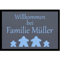 Fußmatte HOME STYLE - "Willkommen Meeple" - personalisierbar von Mattenlager