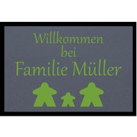Fußmatte HOME STYLE - "Willkommen Meeple" - personalisierbar von Mattenlager