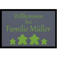 Fußmatte HOME STYLE - "Willkommen Meeple" - personalisierbar von Mattenlager