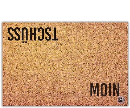 Mattentat Moin Tschüss Kokosmatte 90x60 - Fußmatte Outdoor und Innenbereich - robuste Fussmatte mit Spruch rutschfest aus nachwachsender Naturfaser UV und wetterfest fussmatte aussen von Mattentat