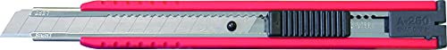NT Cutter A-250 RP (Cutter-Messer mit Drucktaste, 9 mm Abbrechklinge, Auto-Lock Mechanismus, abnehmbare Endkappe als Abbrechhilfe) 489559 von Olfa