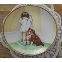 Sammelteller Wandteller The Hamilton Collection 1986 "In Disgrace" Kleinkind Mädchen Hund Welpe Kinderzimmer Babyzimmer von MattieStone