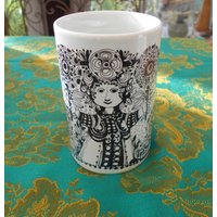 Vintage Vase | Klein Nymölle Dänemark Entwurf Björn Wiinblad "Flora" 3157-1315 Danish Design Schwarz Weiß Kleine Vintage von MattieStone