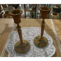 Zwei Vintage Kerzenständer Tischleuchter Messing Perlen Indien? Boho 70Er/ 80Er Jahre Leuchter Zwei Vintage Kerzenständer Tischleuchter Messing Perlen Indien? Boho 70Er/ 80Er Jahre Leuchter von MattieStone