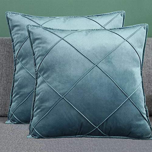 Matty-LZ Samt Einfach Weicher Kissenbezug Hochwertige Qualität Set, Dekorativ Sofa Kissenbezug Kissen Kissenhülle (18x18 Zoll / 45x45 cm, Blau (2er Set)) von Matty-Hause