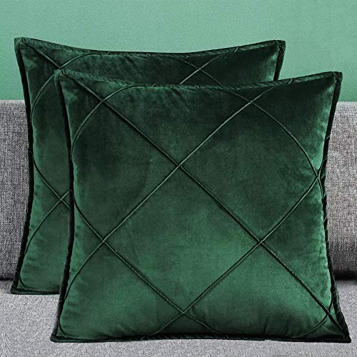 Matty-LZ Samt Einfach Weicher Kissenbezug Hochwertige Qualität Set, Dekorativ Sofa Kissen Kissenhülle (18x18 Zoll / 45x45 cm, Grün (2er Set)) von Matty-Hause