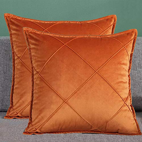 Matty-LZ Samt Einfach Weicher Kissenbezug Hochwertige Qualität Set, Dekorativ Sofa Kissenbezug Kissen Kissenhülle (18x18 Zoll / 45x45 cm, Orange (2er Set)) von Matty-Hause