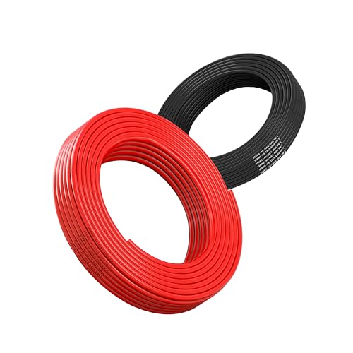 10AWG 5,3mm² 2×5meter Elektrischer Draht Kabel 2 adrigies flexibel kabel 600V hochtemperaturbeständiger Sauerstofffreies Mehrlitziges verzinntes Kupferkabel für Automobilen,Batterien,Lampen(10/2-5M) von Matugajp