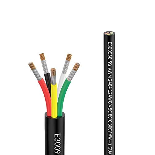 12awg 5×3,3mm² 2m Elektrischer Draht Kabel 5 adrig Verlängerungskabel UL2464 5V/12V/24V/300V Sauerstofffreies mehrlitziges verzinntes Kupferkabel Landschafts Draht LED Lampen im Automobil im Freien… von Matugajp