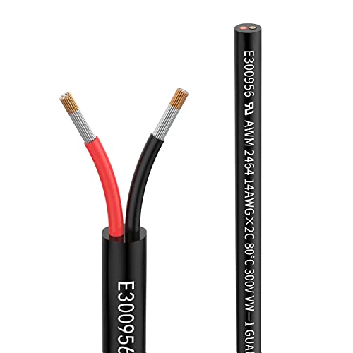 14awg 2×2mm² 10meter Elektrischer Kabel 2 adrig Verlängerungskabel UL2464 5V/12V/24V/300V Sauerstofffreies mehrlitziges verzinntes Kupferkabel Landschafts Draht LED Lampen im Automobil im Freien… von Matugajp