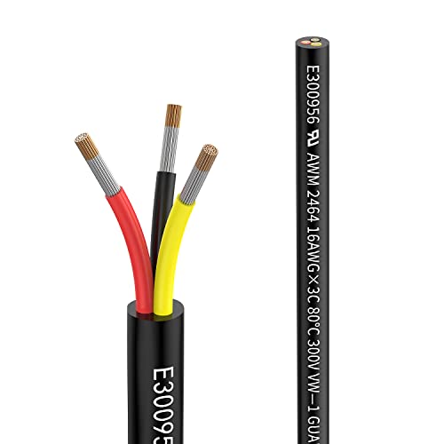 16awg 3×1,3mm² 2Meter Elektrischer Draht Kabel 3 adrig kabel Verlängerungskabel UL2464 Spannung 5V/12V/24V/300V Sauerstofffreies, mehrlitziges, verzinntes Kupferkabel Matugajp von Matugajp