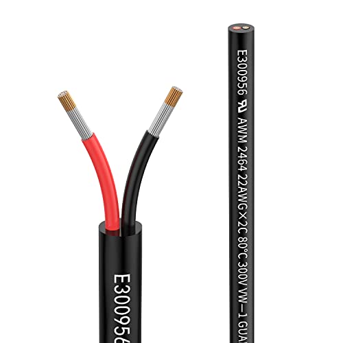 22awg 2×0,3mm² 10meter Elektrischer Kabel 2 adrig Verlängerungskabel UL2464 5V/12V/24V/300V Sauerstofffreies mehrlitziges verzinntes Kupferkabel Landschafts Draht LED Lampen im Automobil im Freien… von Matugajp