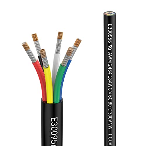 18awg 6×0,75mm² 5meter Elektrischer Draht Kabel 6 adrig Verlängerungskabel UL2464 5V/12V/24V/300V Sauerstofffreies mehrlitziges verzinntes Kupferkabel Landschafts Draht LED Lampen Automobil von Matugajp