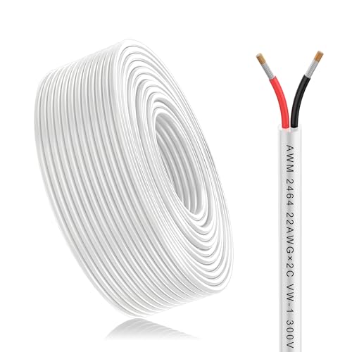 Matugajp 5 Meter 2x0,3mm² 22AWG Elektrischer Draht,2 Adrig Kabel 5V/12V/24V/300V PVC Verzinntes Kupferkabel,Flexibel Niedrige Impedanz hitzebeständiges Verlängerungskabel Landschafts Kabel(22/2-5M) von Matugajp