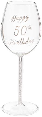 Maturi Weinglas zum 50. Geburtstag, mit silberfarbenem Diamantstiel, 400 ml von Maturi