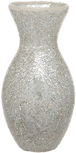 Maturi Blumenvase aus zerbrochenem Glas, Silber, 28x11cm von Maturi