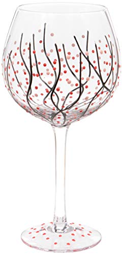Maturi Gin-Glas, handbemalt, rote Punkte und Linien, 625 ml von Maturi