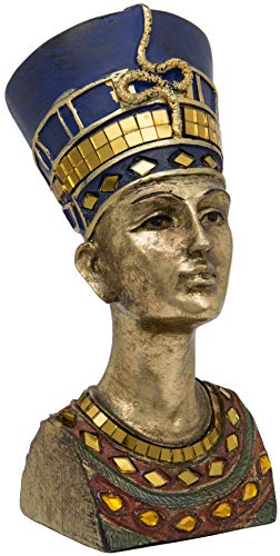 Maturi Goldbüste Nofretete, die königliche Frau von Echnaton, freistehender Kopf, 18 cm, Mehrfarbig von Maturi