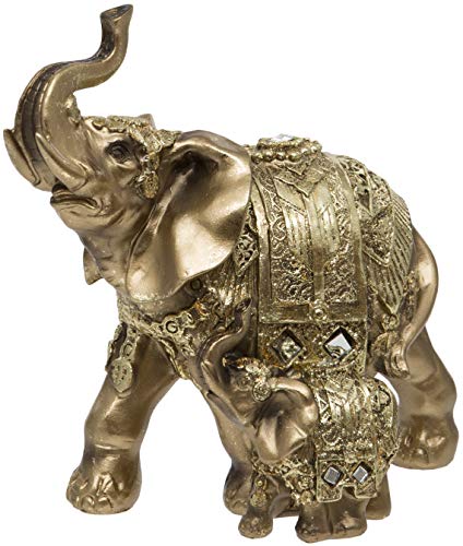 Maturi Goldfarbener Elefant und Kalb mit Glitzer- und Diamant-Details Maturi Goldfarbener Elefant und Kalb mit Glitzer- und Diamant-Details von Maturi