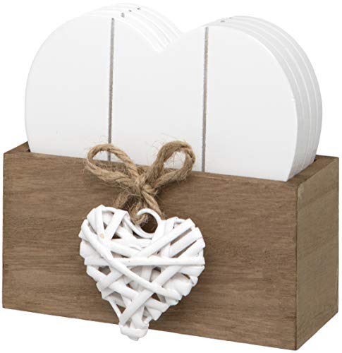 Maturi H314 Woven Design Set of 4 Wooden Heart Shaped Coasters with Set mit 4 herzförmigen Untersetzern aus Holz mit Ständer von Maturi