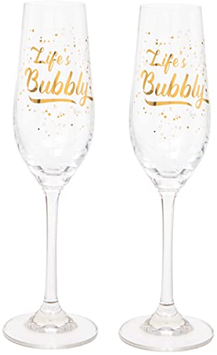 Maturi Set aus zwei „Life's Bubbly“-Champagnerflöten, 220 ml, in Geschenkbox von Maturi