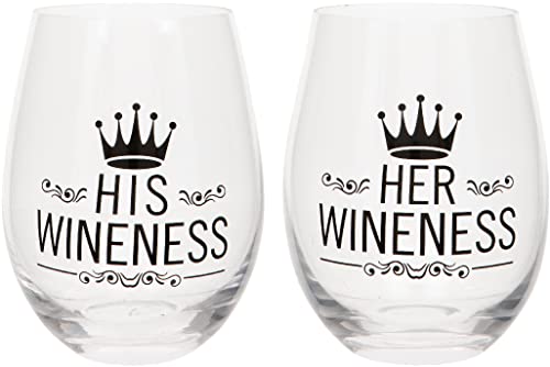 Maturi Set aus zwei Wineness-Gläsern ohne Stiel, „His Wineness/Her Wineness“, in Geschenkbox von Maturi