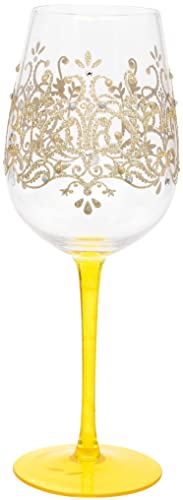 Maturi Weinglas, handbemalt, goldfarben, Flockdruck, 400 ml, in Geschenkbox von Maturi