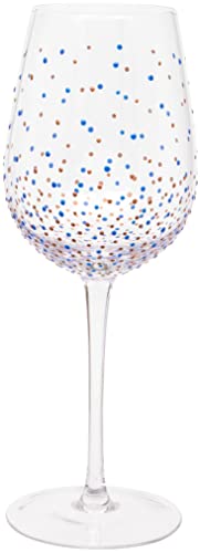 Maturi Weinglas, handbemalt, mit blauen Punkten, 400 ml, in Geschenkverpackung von Maturi