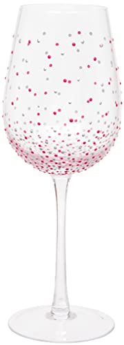 Maturi Weinglas, handbemalt, mit roten Punkten, 400 ml, in Geschenkbox von Maturi