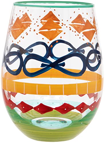 Maturi Weinglas ohne Stiel, handbemalt, mehrfarbig, 530 ml, in Geschenkbox von Maturi