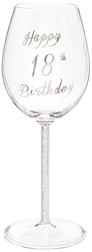 Maturi Weinglas zum 18. Geburtstag, mit silberfarbenem Diamantstiel, 400 ml von Maturi