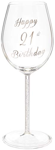 Maturi Weinglas zum 21. Geburtstag, mit silberfarbenem Diamantstiel, 400 ml von Maturi