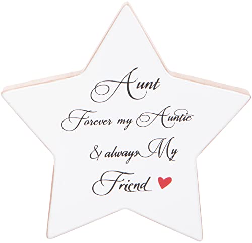 Sternförmiges Geschenkschild „Aunt“, 16 x 16 cm, Heimdekoration aus weißem Holz, sentimentale englische Verse von Maturi