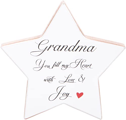 Sternförmiges Geschenkschild „Grandma“, 16 x 16 cm, Heimdekoration aus weißem Holz, sentimentale englische Verse von Maturi