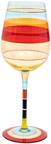 Maturi Weinglas, handbemalt, gestreift, 400 ml, in Geschenkbox von Maturi