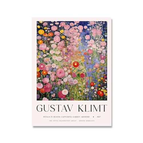 Matvsd Kohecs Gustav Klimt Rosa Rote Blumen Wandkunst - Poster - Wanddekoration 40x60 cm - Ungerahmt von Matvsd Kohecs