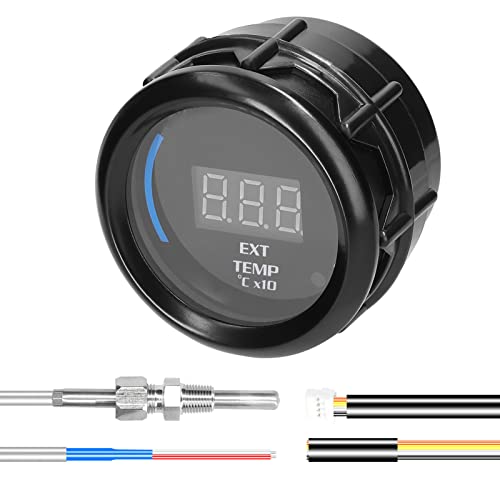 Matybobe 52mm Auspuffgase-Temperaturmessgerät Digitales Auto Ext Temp Meter LED-Anzeige EGT (40-120)℃ mit Sensor Alarmfunktion für Auto LKW Motorrad von Matybobe